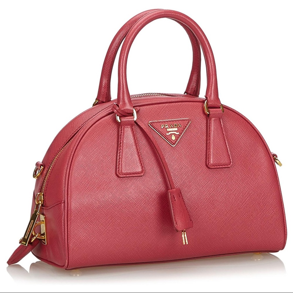 FINAL PRICE SALE!!!  PRADA Saffiano Red Pink Leather Satchel Hand Shoulder Bag